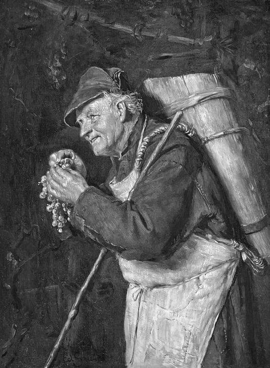 "Ungekeltert" Kupferdruck von Eduard Grützner