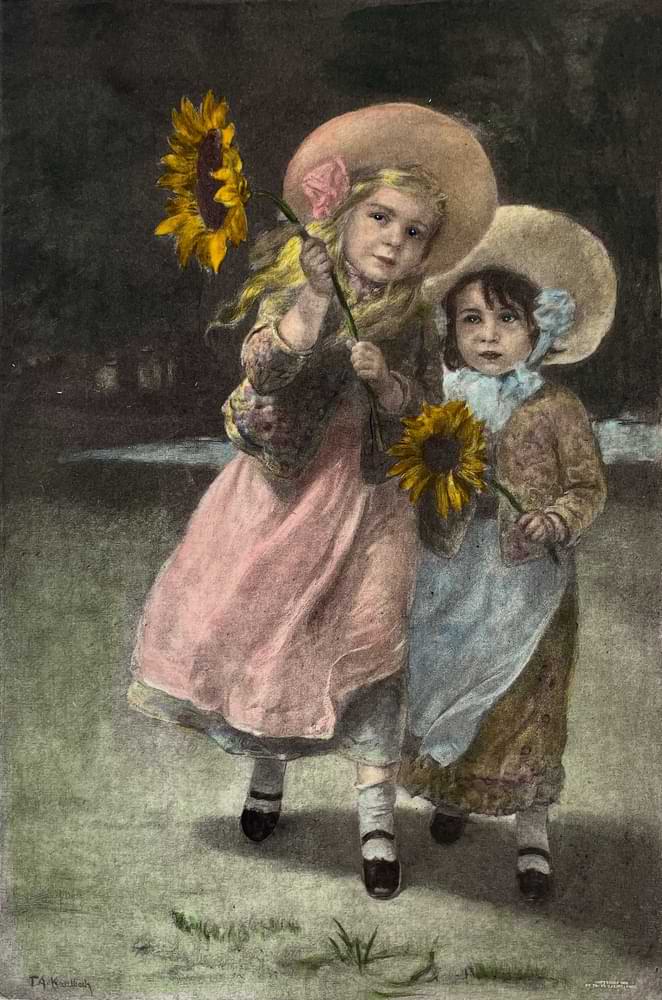 Mädchen mit Sonnenblumen